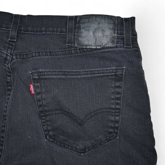 Levi's 505 Men’s Size 38 Jean Shorts Stretch Denim Jorts Solid Faded Black GUC - Picture 1 of 8